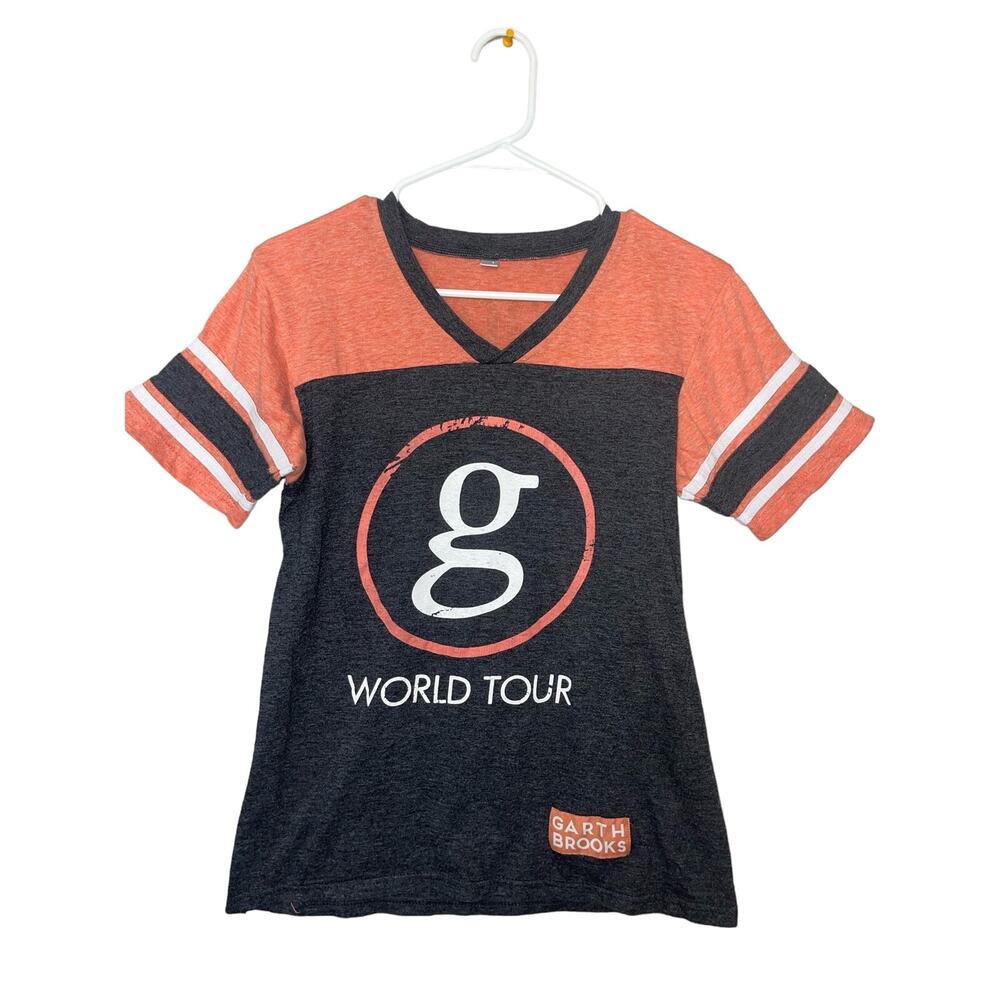 Garth Brooks Medium World Tour Womens Gray coral  Color Block Shirt